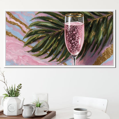 Pink Champagne Palm Luxe Canvas Wall Art