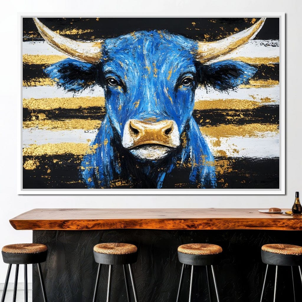 Bull Cobalt Resilience Canvas Wall Art