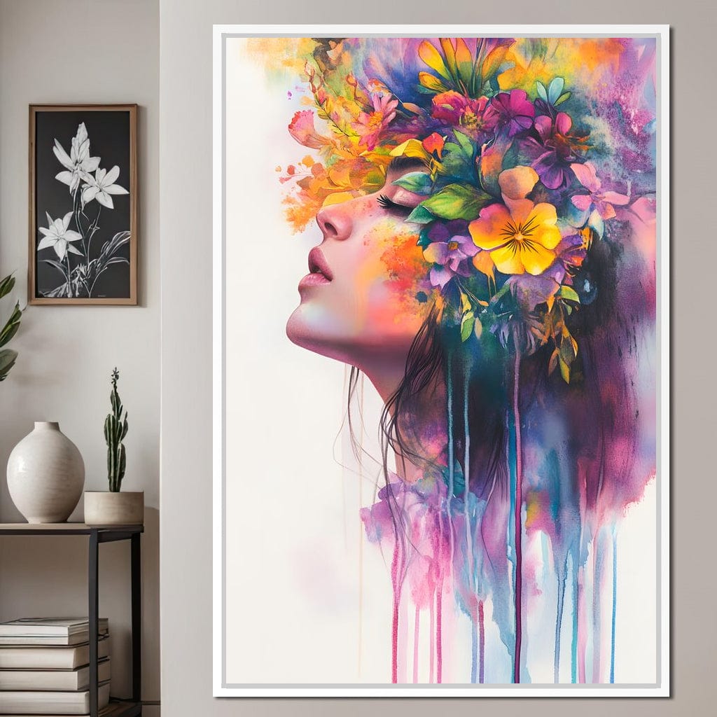 Floral Dreams Embrace Essence Canvas Wall Art