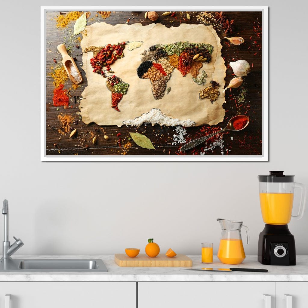 Spices Map of the World Canvas Wall Art