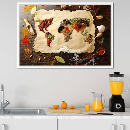 Spices Map of the World Canvas Wall Art