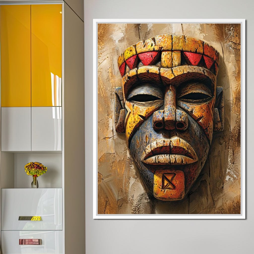 Ancient Tribal Mask Vibrance Canvas Wall Art