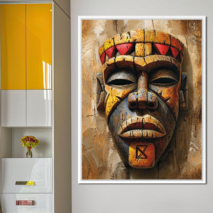 Ancient Tribal Mask Vibrance Canvas Wall Art