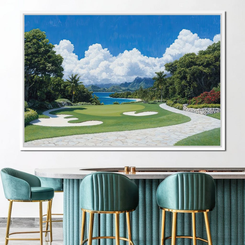 Tranquil Shoreline Golf Retreat Canvas Wall Art