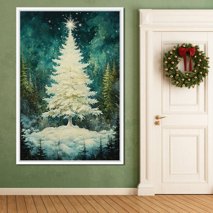 Enchanted Christmas Tree Radiance Canvas Wall Art