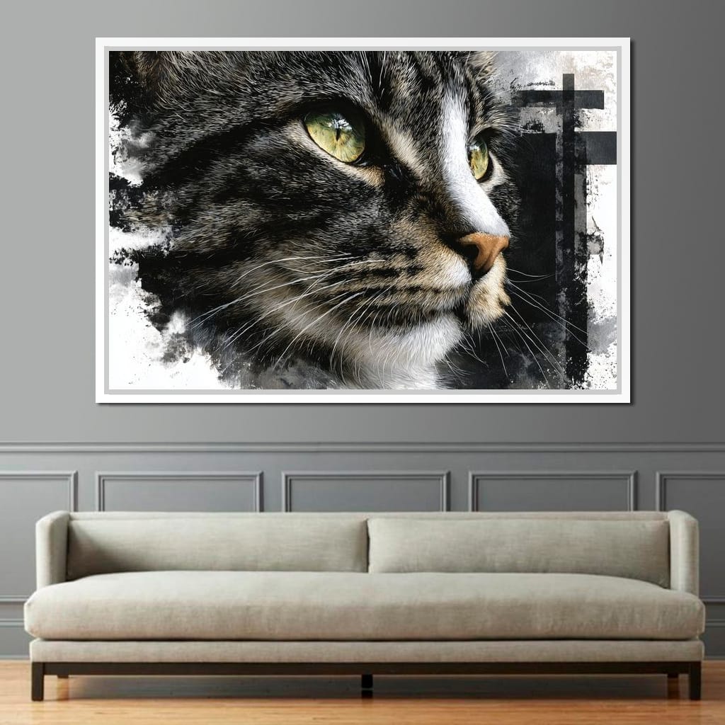 Golden Eyed Cat Portrait Canvas Wall Art