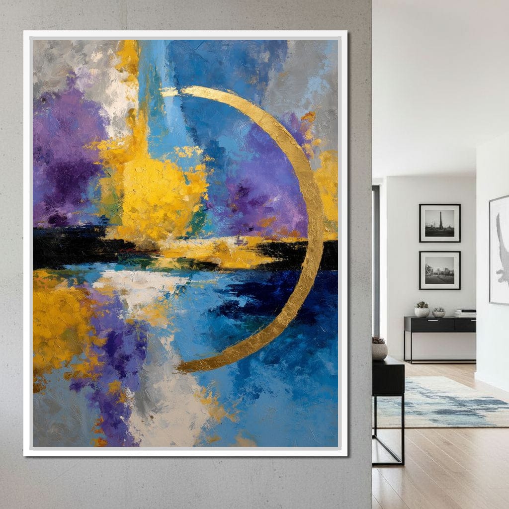 Golden Crescent Over Blue Sky Canvas Wall Art