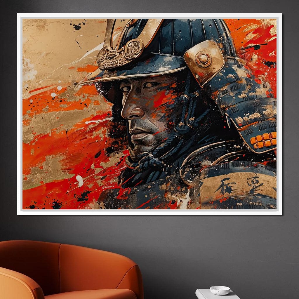Samurai Solitude in Battle Canvas Wall Art