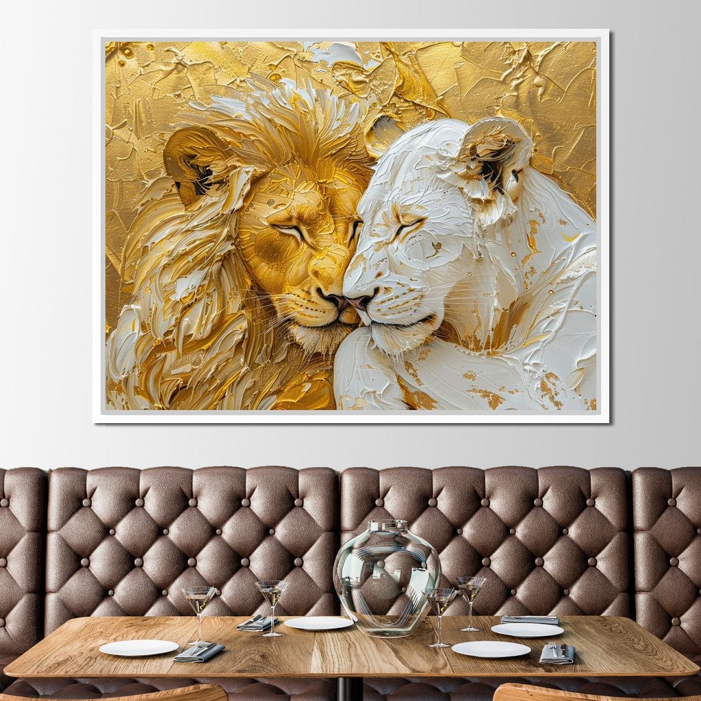 Golden Solitude and Ivory Peace Canvas Wall Art