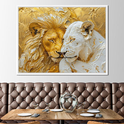 Golden Solitude and Ivory Peace Canvas Wall Art