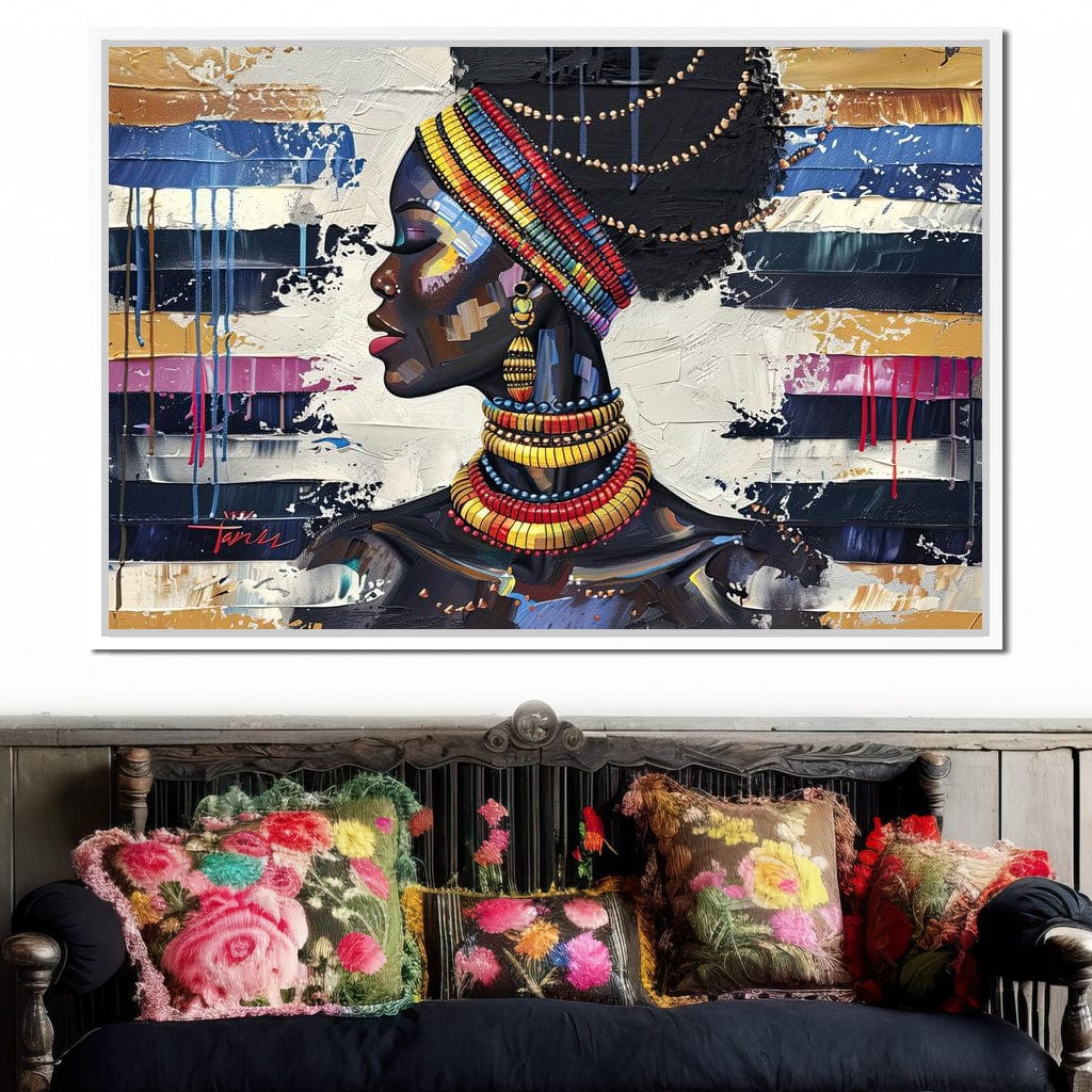 African Elegance in Ochre Gold Canvas Wall Art