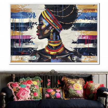 African Elegance in Ochre Gold Canvas Wall Art
