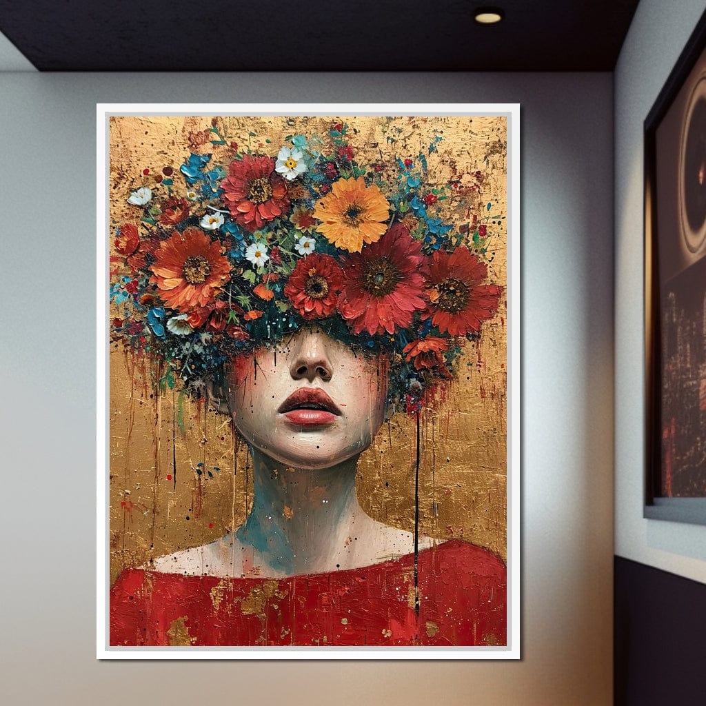 Bloomed Silence in Gold Canvas Wall Art