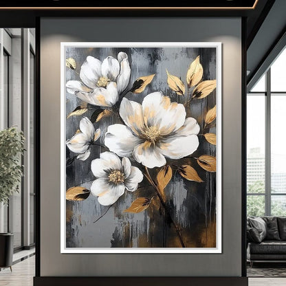 Golden Blossom Reflections Canvas Wall Art