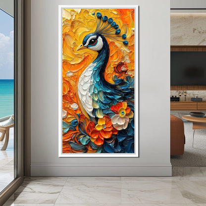 Radiant Peacock Garden Harmony Canvas Wall Art