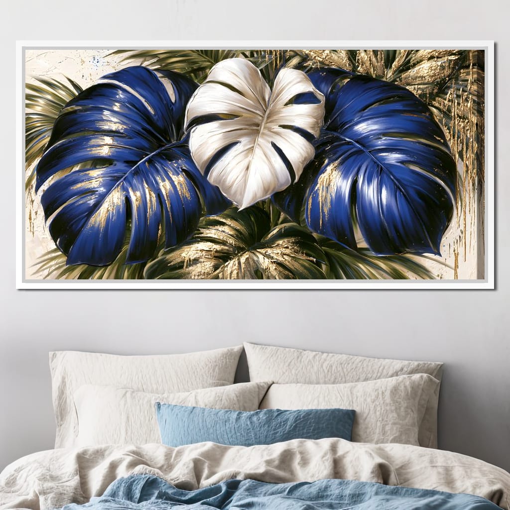 Gilded Foliage Under Midnight Light Canvas Wall Art