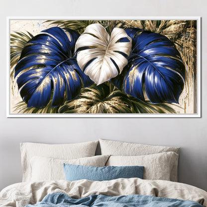 Gilded Foliage Under Midnight Light Canvas Wall Art