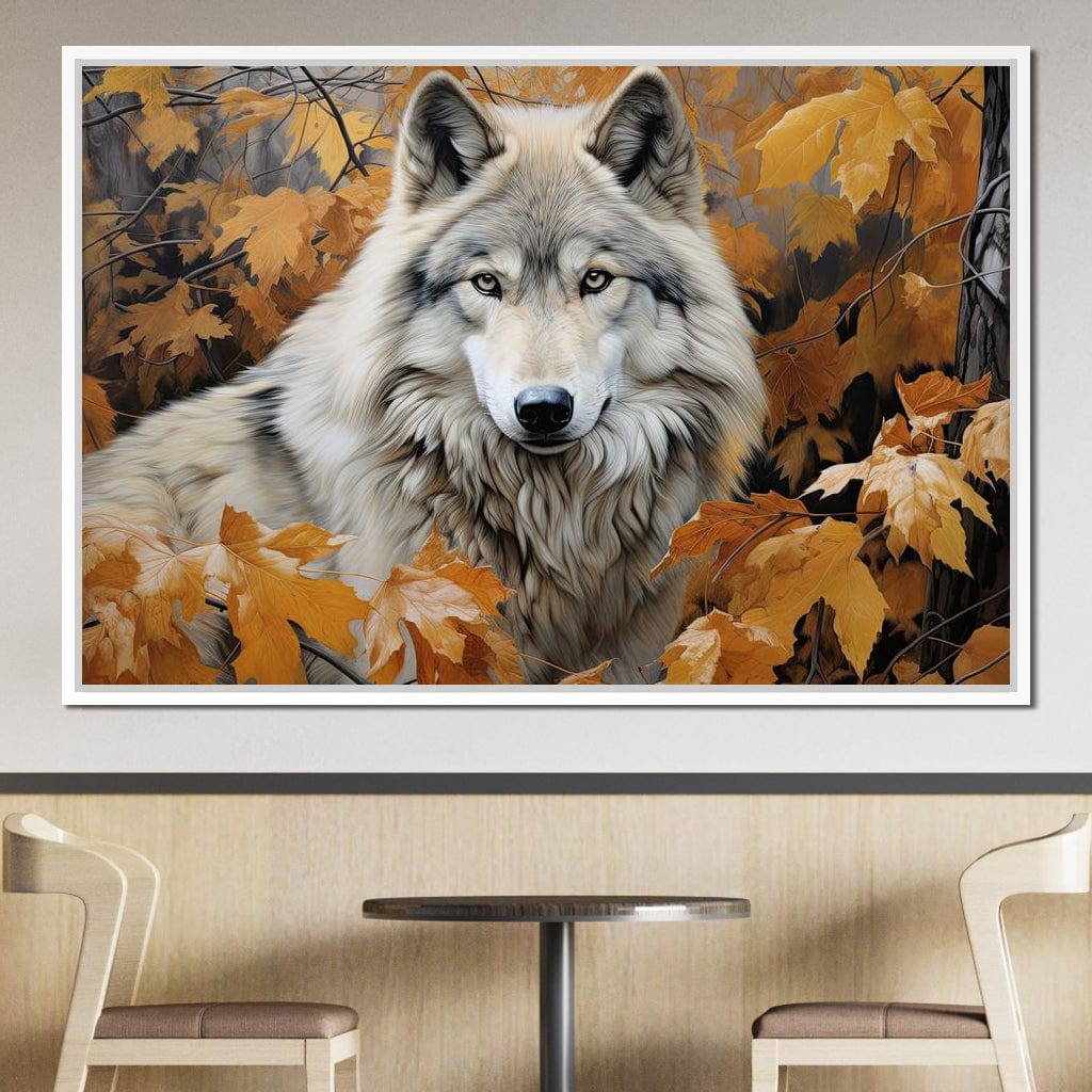 Autumnal Arctic Wolf Canvas Wall Art