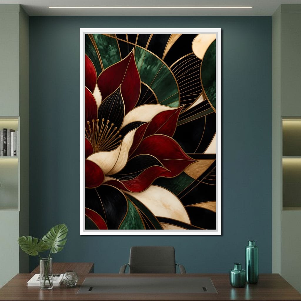 Gilded Petal Geometry Canvas Wall Art