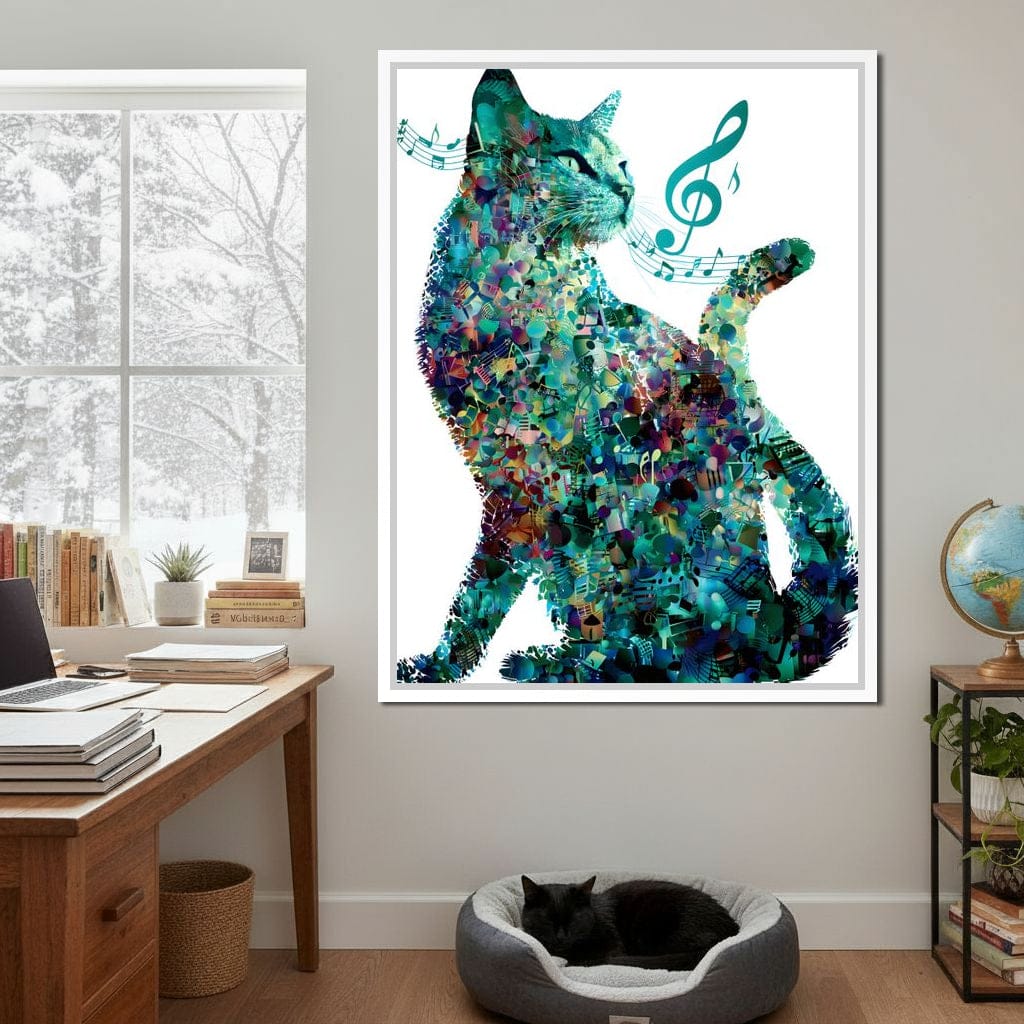 Melody Paws Neon Cat Muse Canvas Wall Art