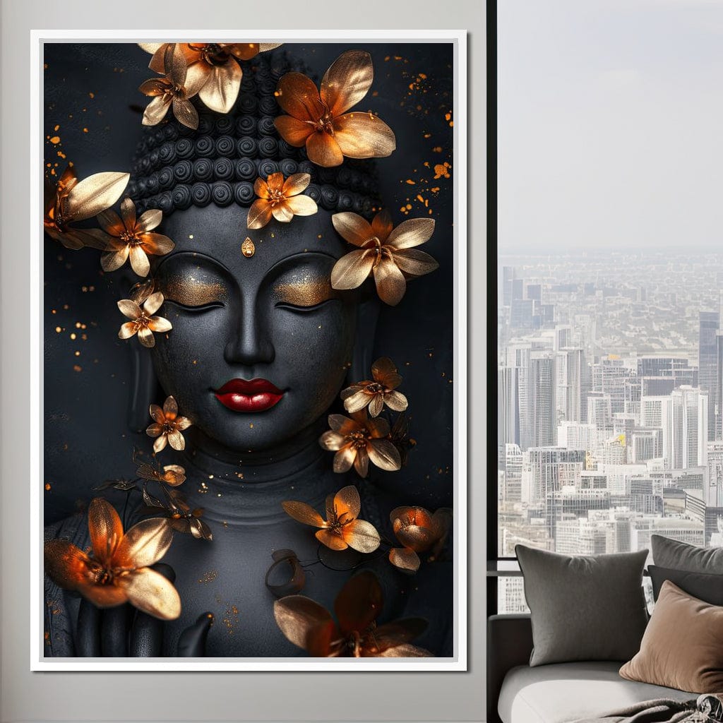 Radiant Floral Buddha Tranquility Canvas Wall Art