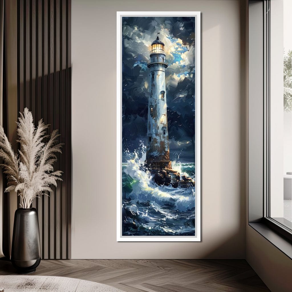Lighthouse of Stormy Shores Canvas Wall Art