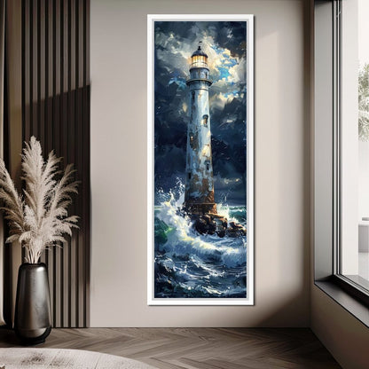 Lighthouse of Stormy Shores Canvas Wall Art