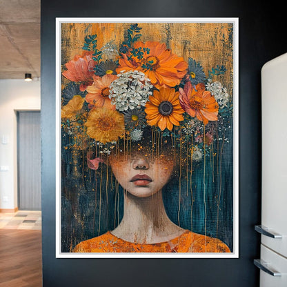 Blossoming Silence Dripping Gold Canvas Wall Art