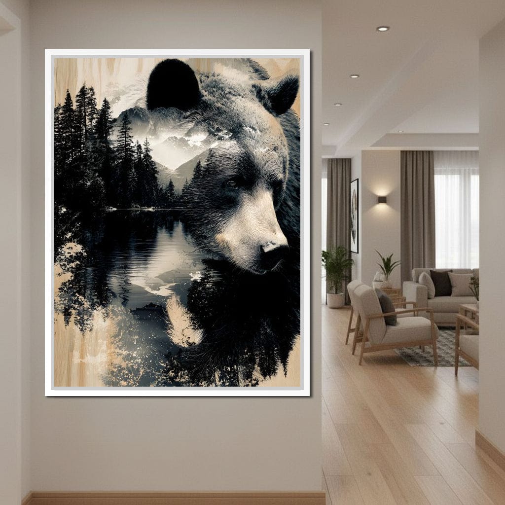 Wild Pines Bear Reflection Canvas Wall Art