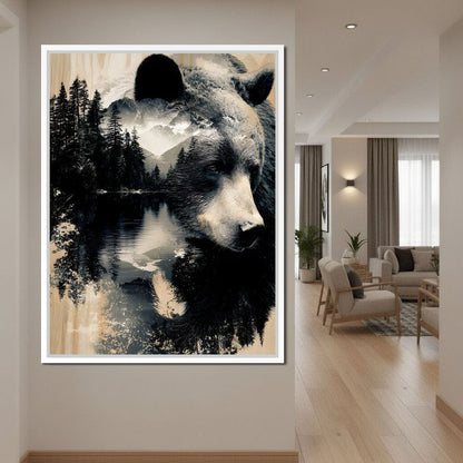 Wild Pines Bear Reflection Canvas Wall Art