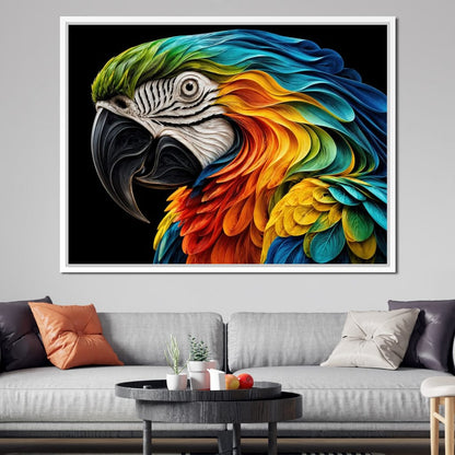 The Ribbon Feather Macaw Canvas Wall Art