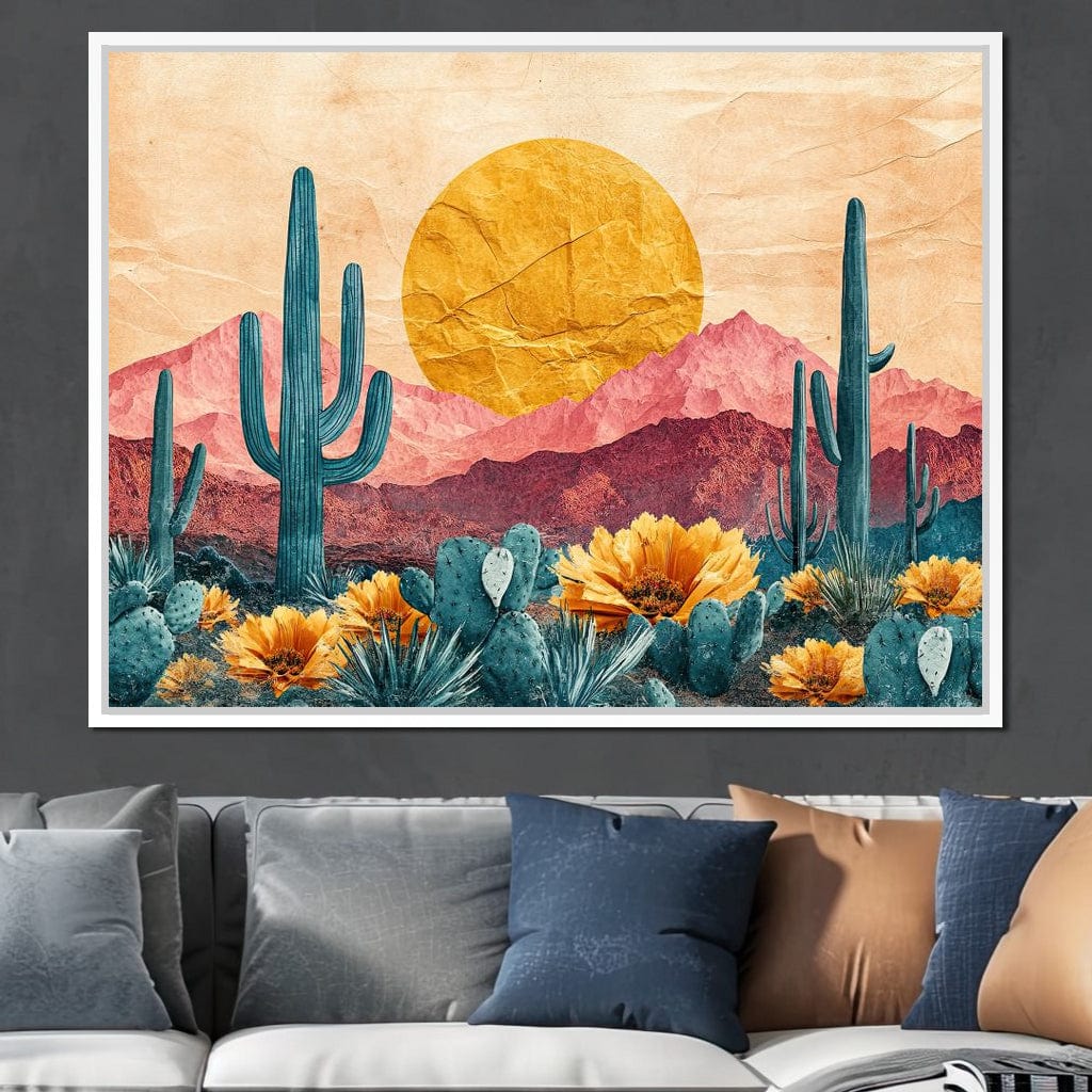 Desert Bloom Sunlit Peaks Canvas Wall Art