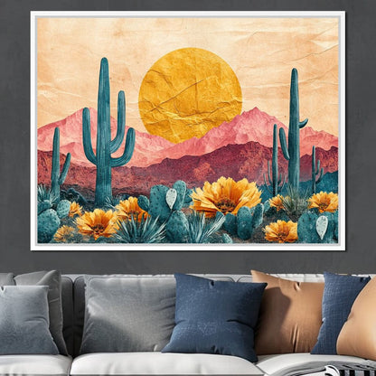 Desert Bloom Sunlit Peaks Canvas Wall Art