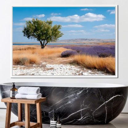 Solitary Tree Salt Marsh Sky Canvas Wall Art