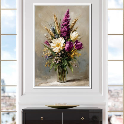 Spring Bouquet on Beige Background Canvas Wall Art