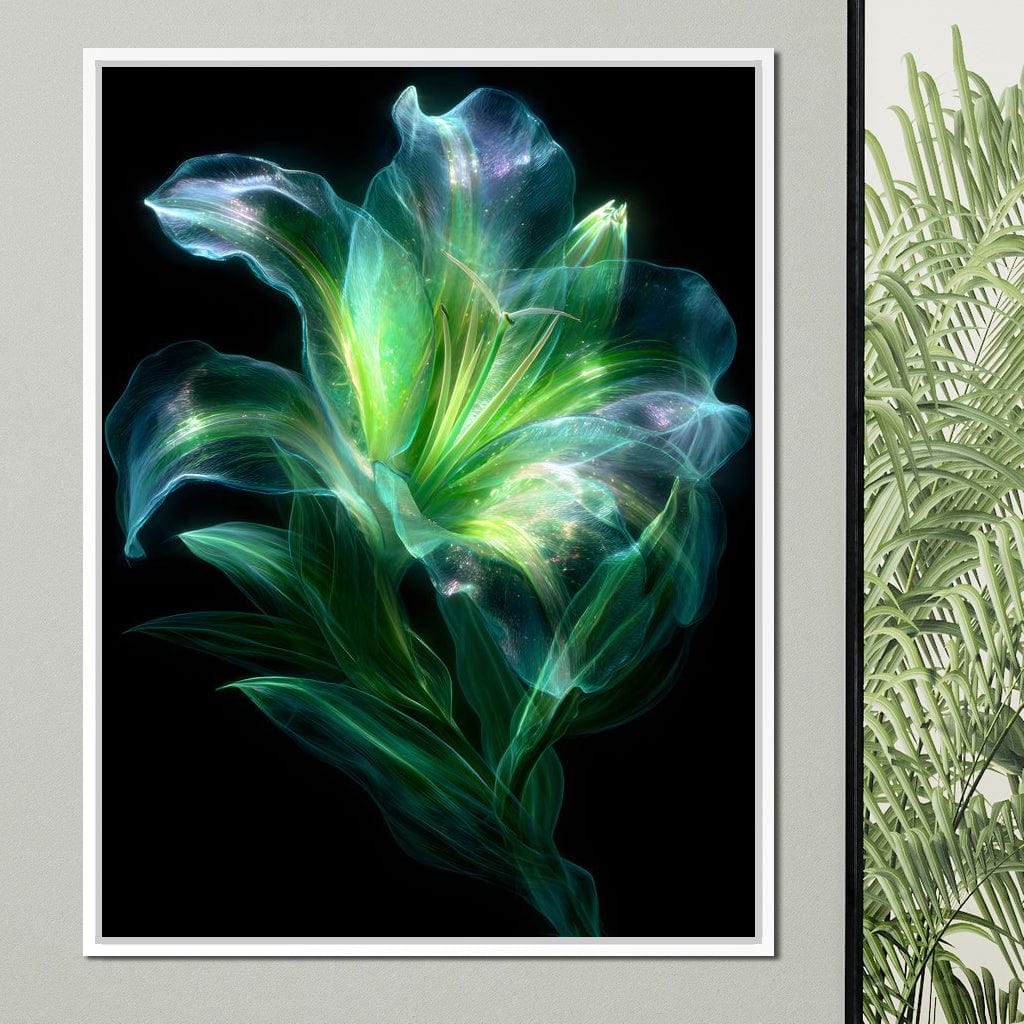 Radiant Emerald Flora Pulse Canvas Wall Art