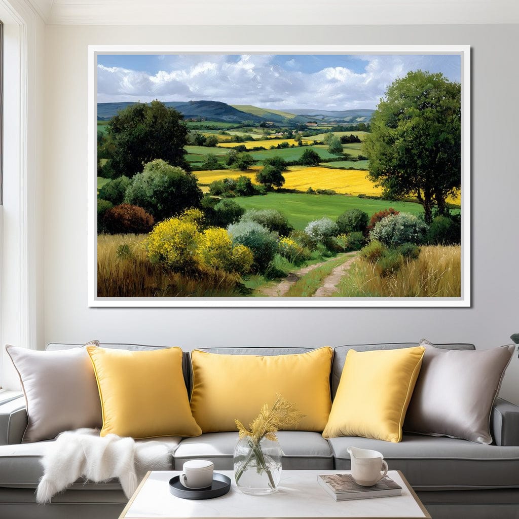 Golden Fields Country Path Canvas Wall Art