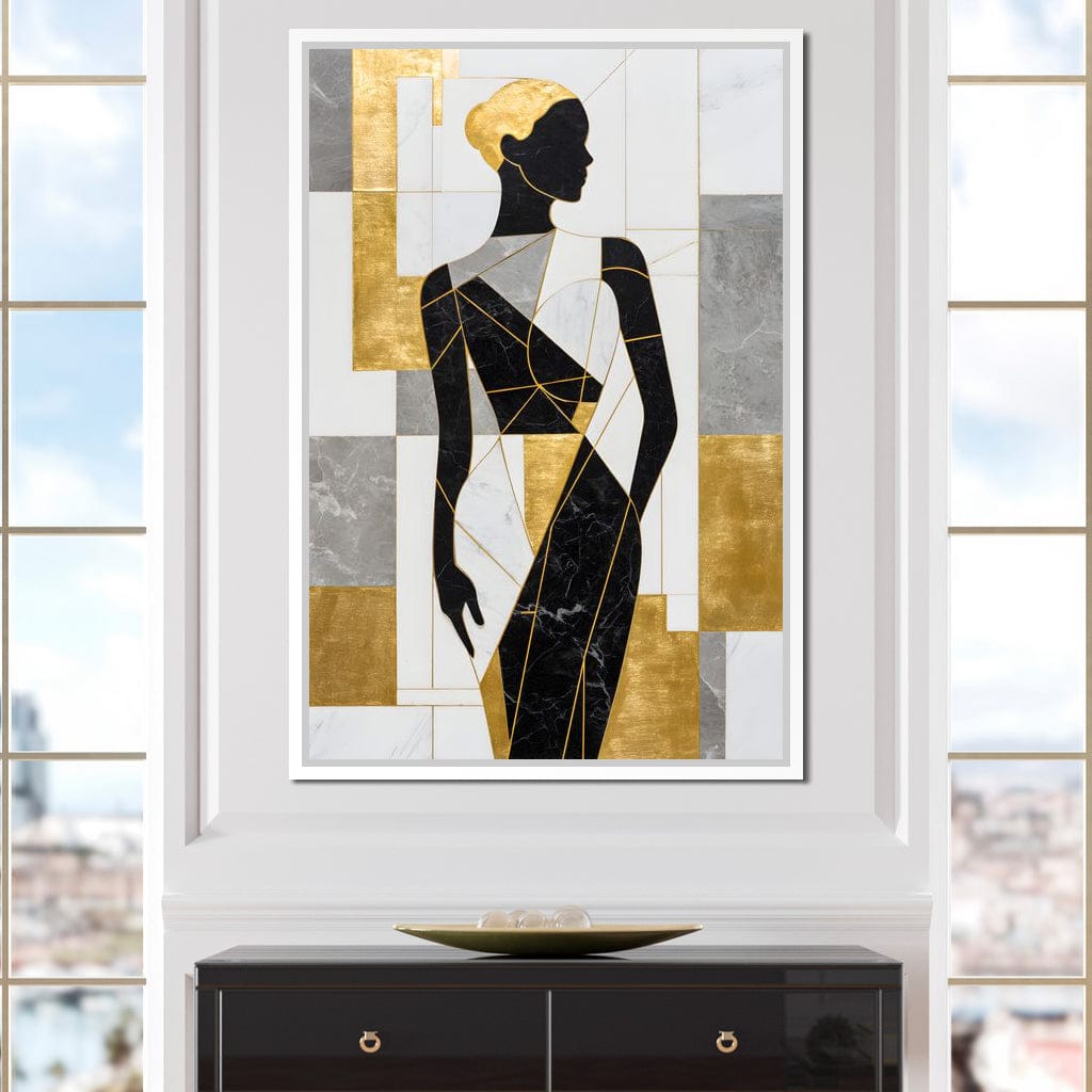 Golden Marble Muse Silhouette Canvas Wall Art