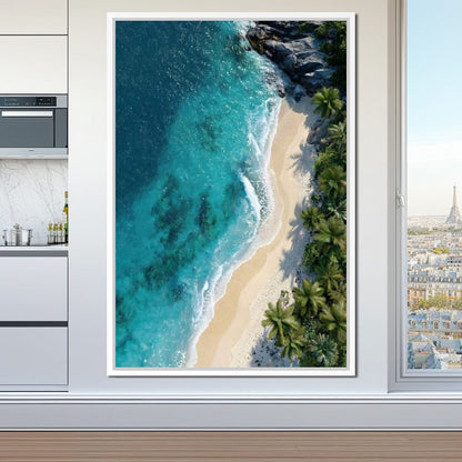 Tropical Cove Aerial Shoreline Canvas Wall Art