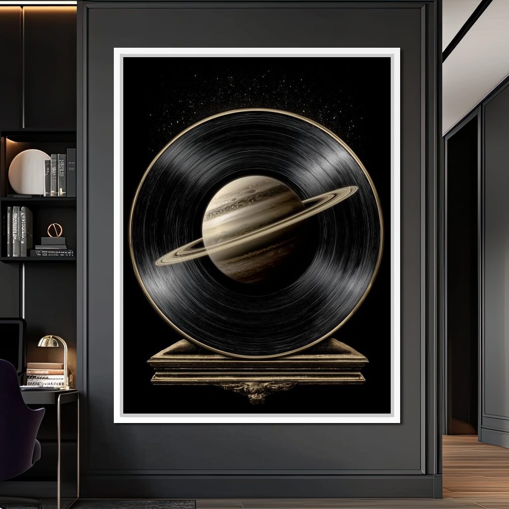 Saturn Vinyl Orbit Night Sky Canvas Wall Art