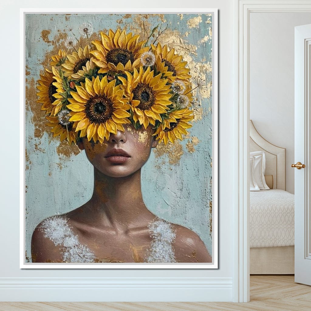 Sunflower Head Spring Portrait Canvas Wall Art