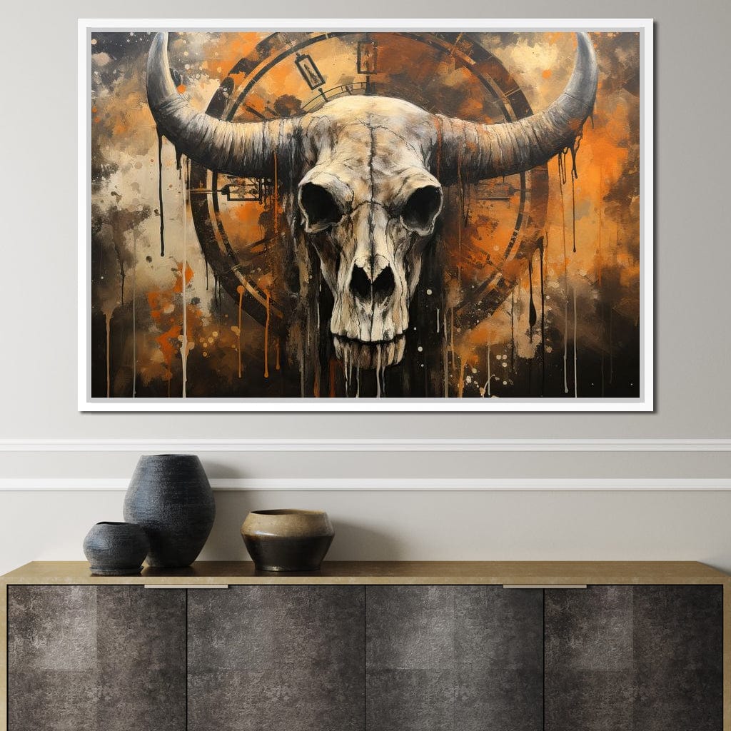 Bull Skull in the Gothic Twilight Canvas Wall Art