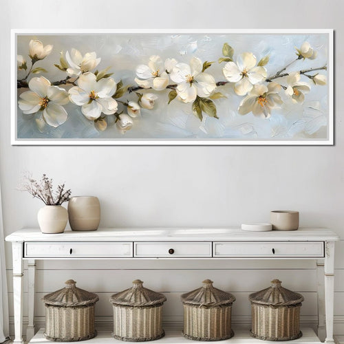 Blossoming Alabaster Flowers Canvas Wall Art