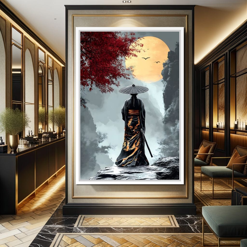 Samurai Moonlight Reverie Canvas Wall Art