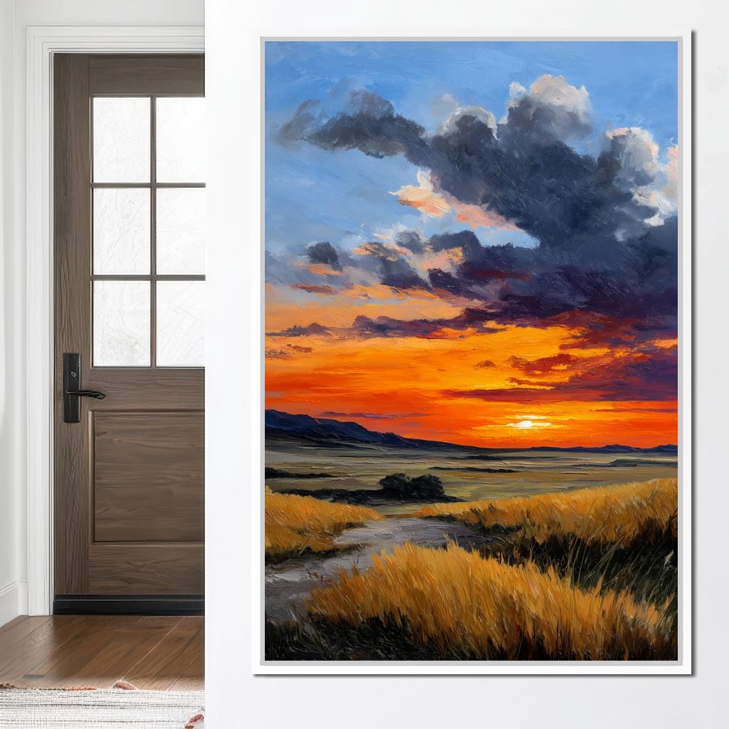 Golden Prairie Sunset Skystorm Canvas Wall Art