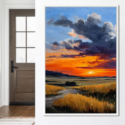 Golden Prairie Sunset Skystorm Canvas Wall Art