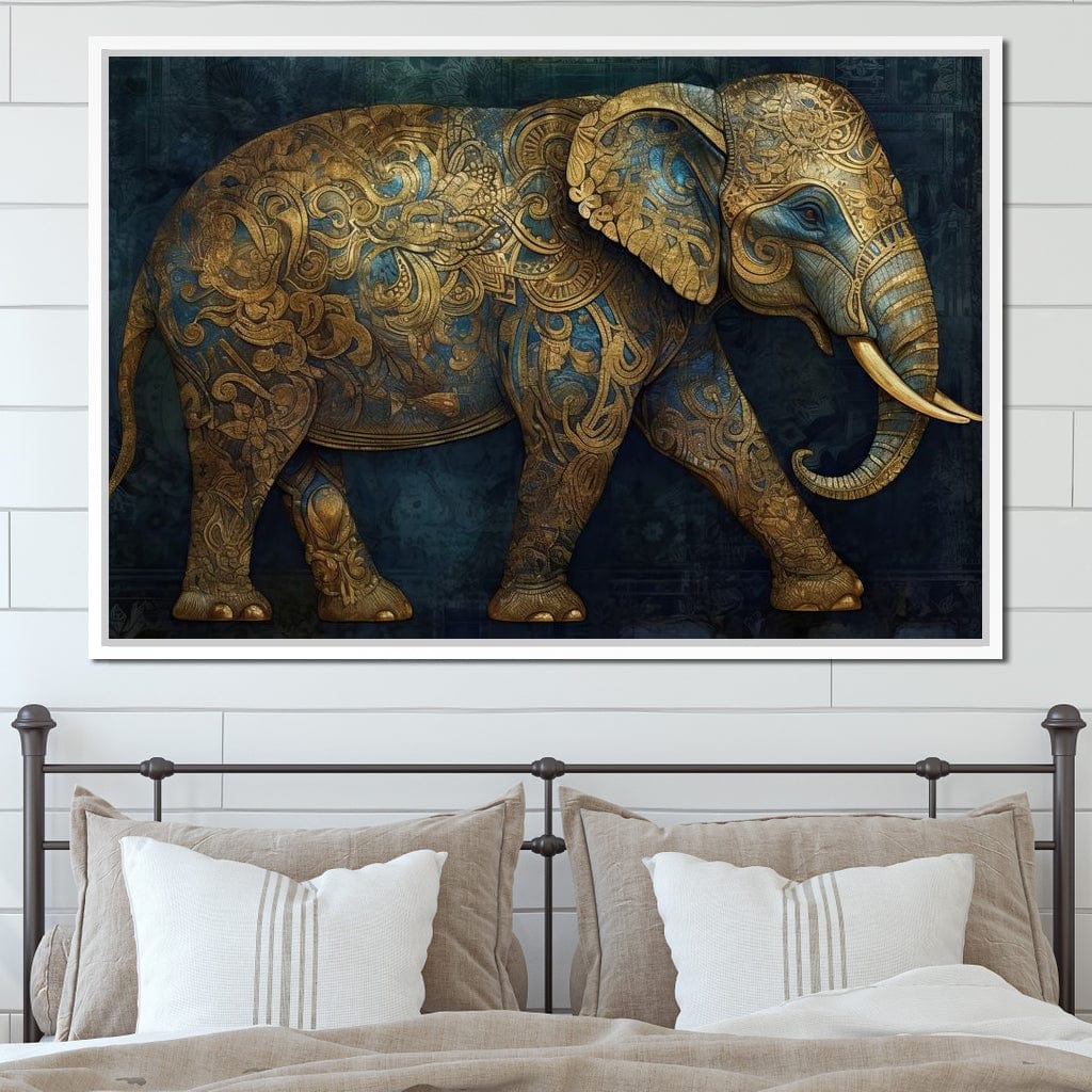 Gilded Grey Elephant Canvas Wall Art