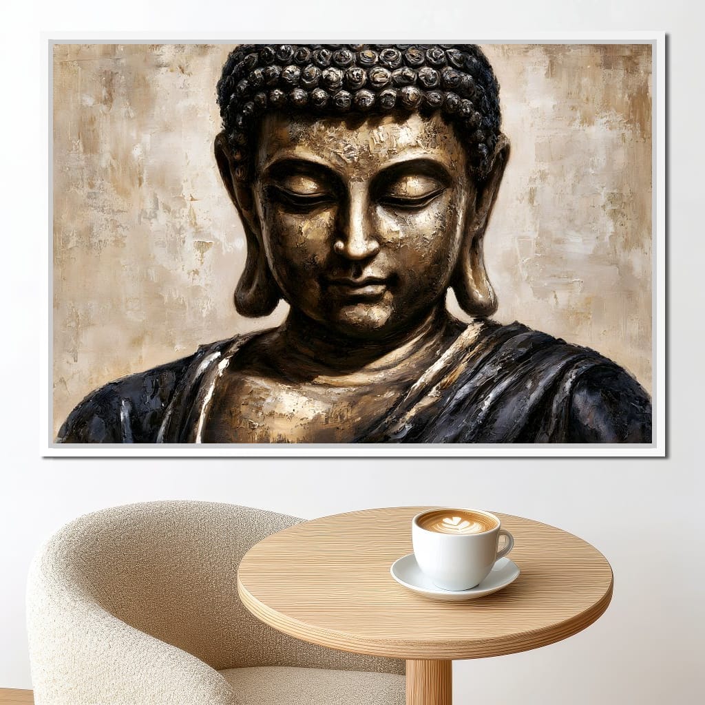 Golden Stillness Of Inner Reflection Canvas Wall Art