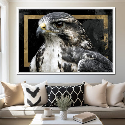 Golden Frame Falcon Portrait Canvas Wall Art