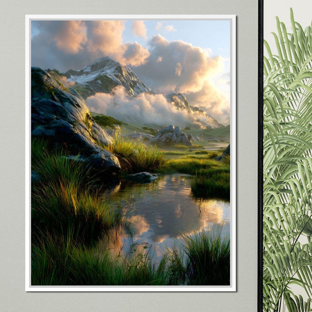 Sunlit Alpine Reflections Canvas Wall Art